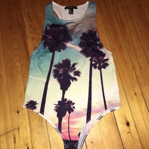 Palm trees multicolored body suit